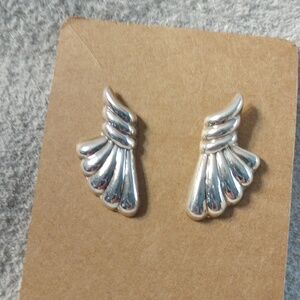 Navajo sterling silver earrings signed ND posts classic scalloped design